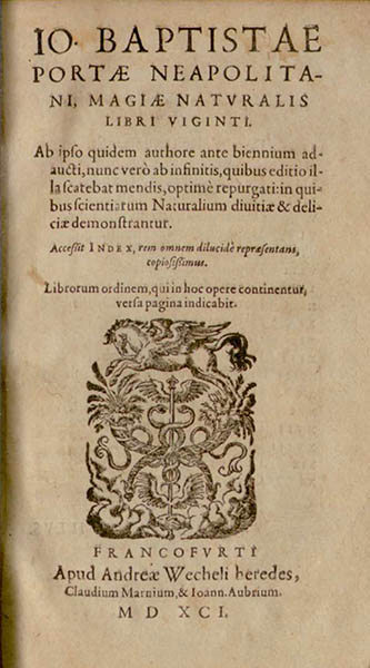 Frontespizio della Magiae naturalis ed. del 1591.