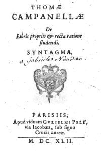 Syntagma de libris propriis, 1642 – frontespizio (Archivio ILIESI CNR)