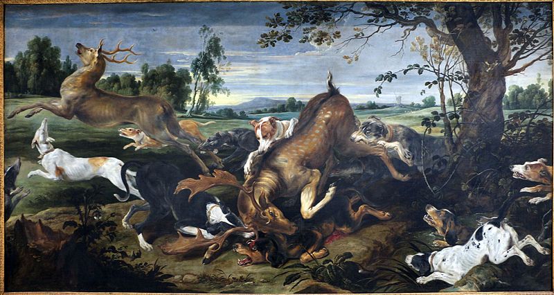 Frans Snijders e Jan Wildens, caccia al cervo (Royal Museums of Fine Arts of Belgium - foto di Sailko, wikipedia).
